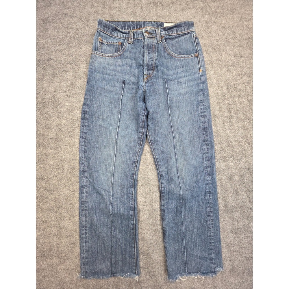 Imogene + Willie Wyatt Jeans Women's 25 (FITS 27 x 25) Blue Raw Hem Pintuck